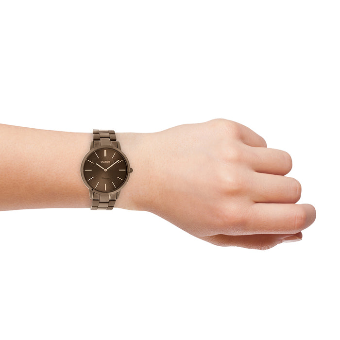 Oozoo Brown OOZOO Watch With Brown Stainless Steel Bracelet - C20106