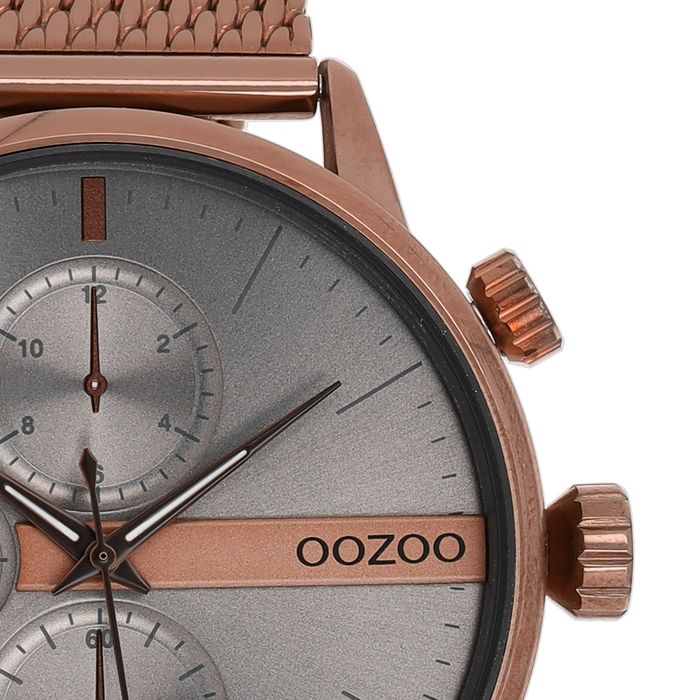 Oozoo Bruine OOZOO Horloge Met Metalen Mesh Armband - C11103