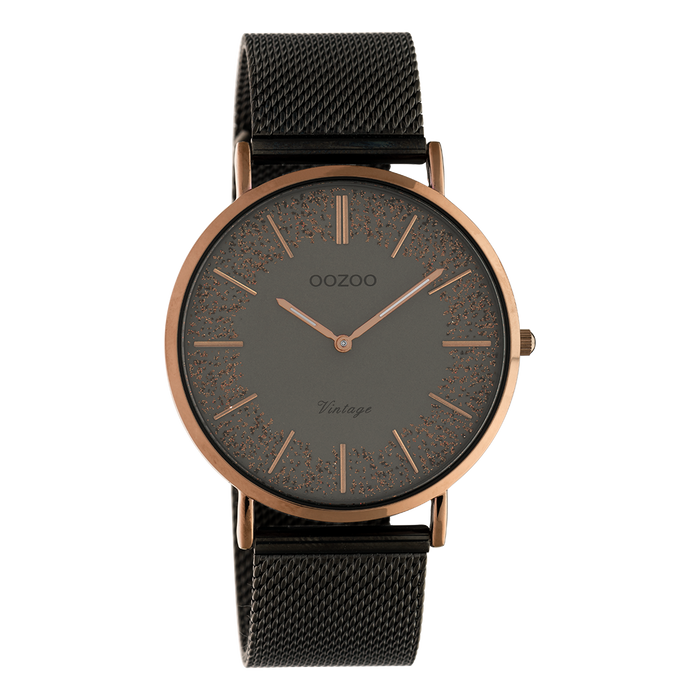 Oozoo Bruine OOZOO Horloge Met Titanium Metalen Mesh Armband - C20139