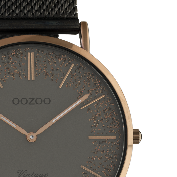 Oozoo Bruine OOZOO Horloge Met Titanium Metalen Mesh Armband - C20139
