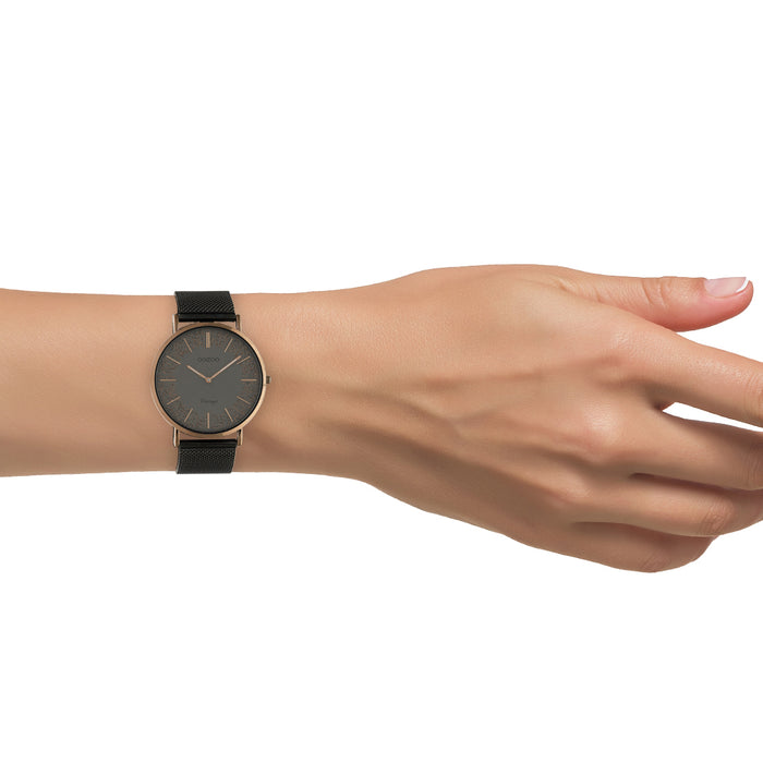 Oozoo Bruine OOZOO Horloge Met Titanium Metalen Mesh Armband - C20139