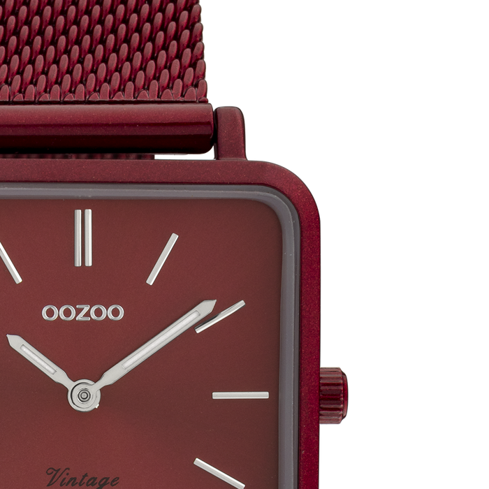 Oozoo Burgundy OOZOO Watch With Metal Mesh Bracelet - C20011