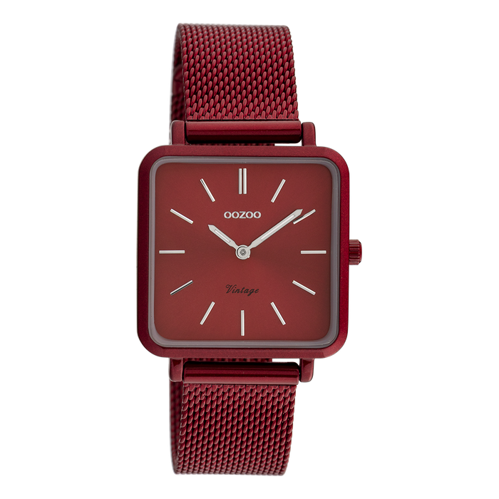 oozoo Burgundy OOZOO watch with metal mesh bracelet - C20011