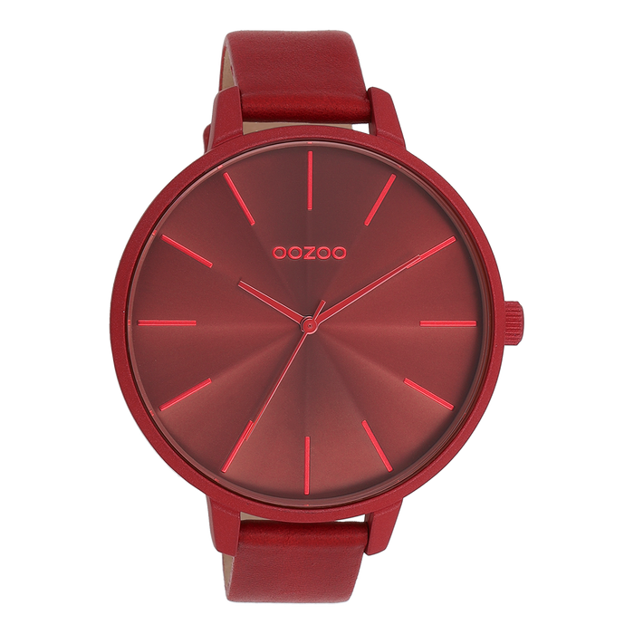 oozoo Dahlia rood OOZOO horloge met leren band - C11253