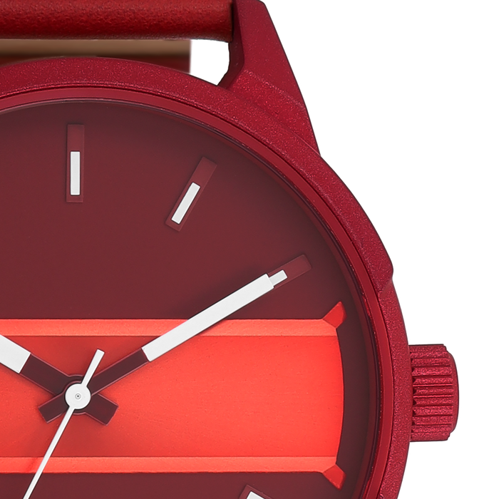 Oozoo Dahlia/vuur Rode OOZOO Horloge Met Dahlia Rood Leren Band - C11231