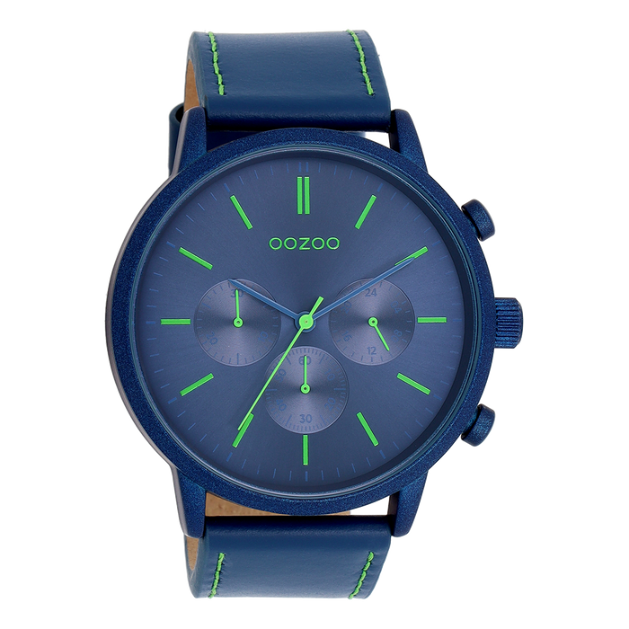 oozoo Donker blauwe OOZOO horloge met blauwe leren band - C11205