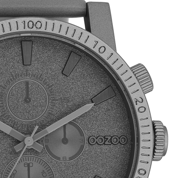 Oozoo Donker Grijze OOZOO Horloge Met Leren Band - C11312