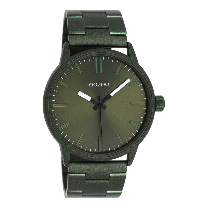 Oozoo Donker Groene OOZOO Horloge Met Roestvrijstalen Armband - C11402