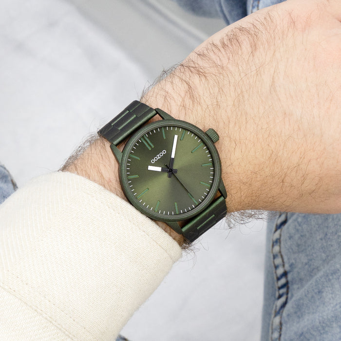 Oozoo Donker Groene OOZOO Horloge Met Roestvrijstalen Armband - C11402
