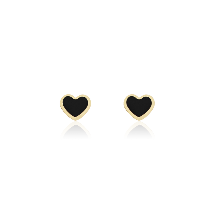 Oozoo Goudkleurig/zwarte Oorbellen Met Een Zwart Hart