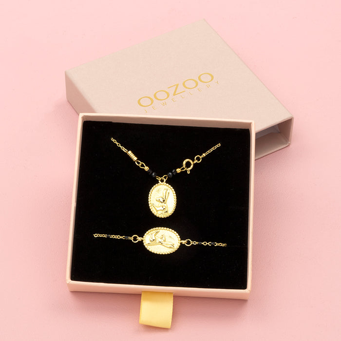 oozoo Goudkleurige armband + ketting set met een haas