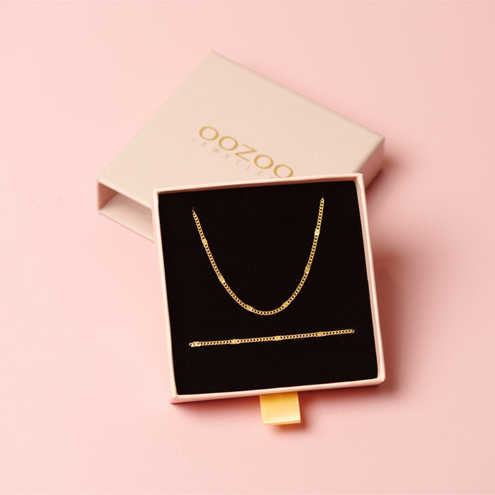 oozoo Goudkleurige armband + ketting set met klassiek detail
