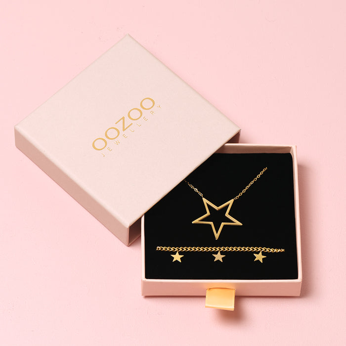 oozoo Goudkleurige armband + ketting set met sterretjes