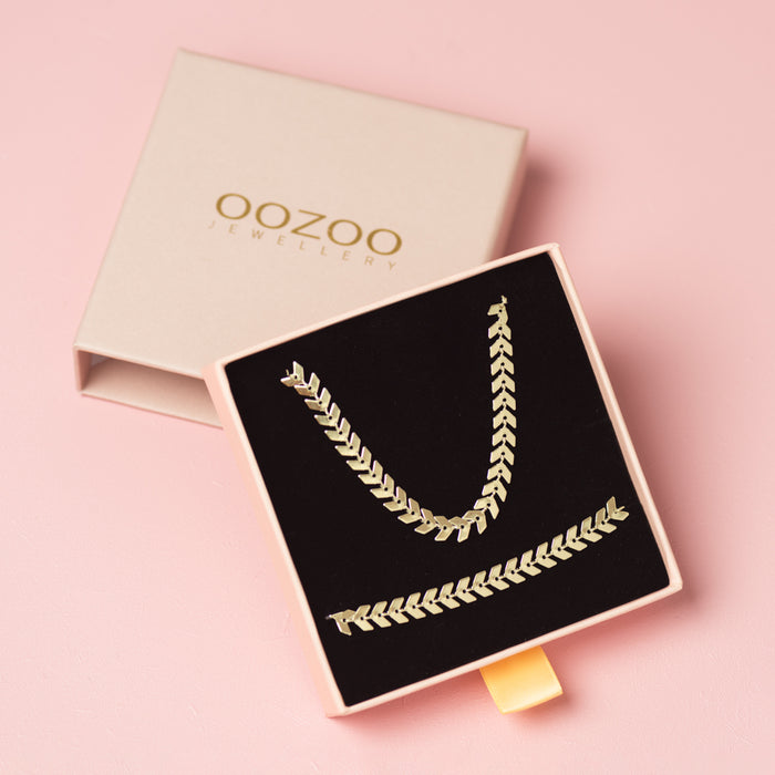oozoo Goudkleurige armband + ketting set met V-schakel