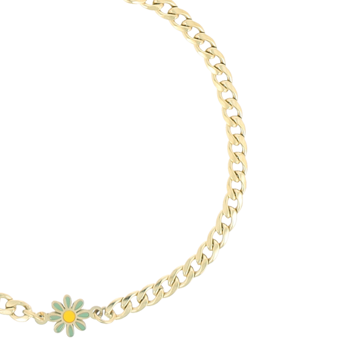 Oozoo Goudkleurige Armband Met Groene Bloem Bedeltje