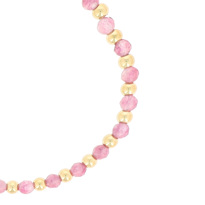 Oozoo Goudkleurige Armband Met Roze Natuursteentjes