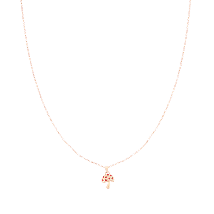 Oozoo Goudkleurige Oorring + Ketting Set Met Een Paddenstoel Bedeltje