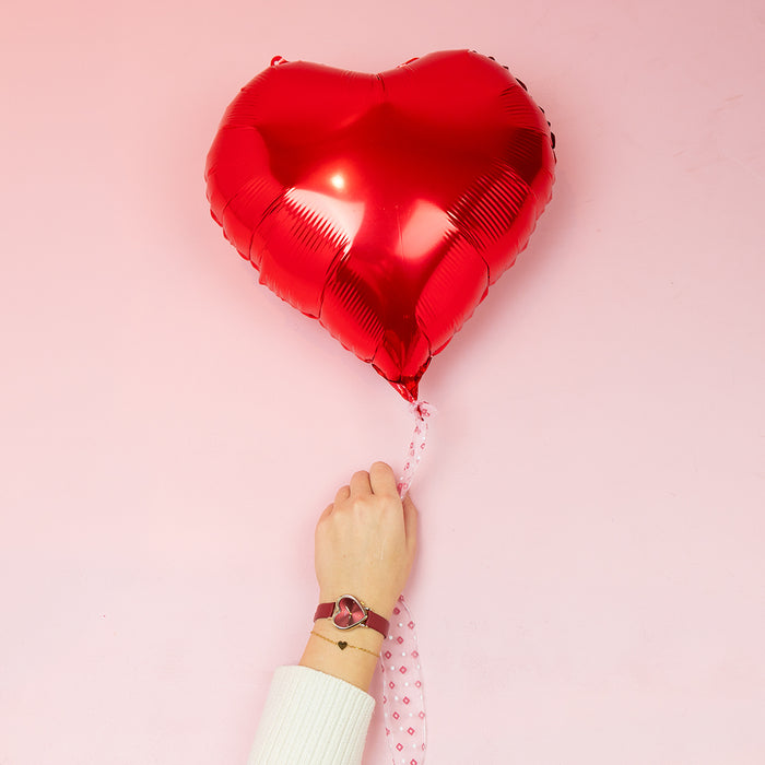 oozoo Goudkleurige OOZOO horloge met bordeaux rode leren band - C11454