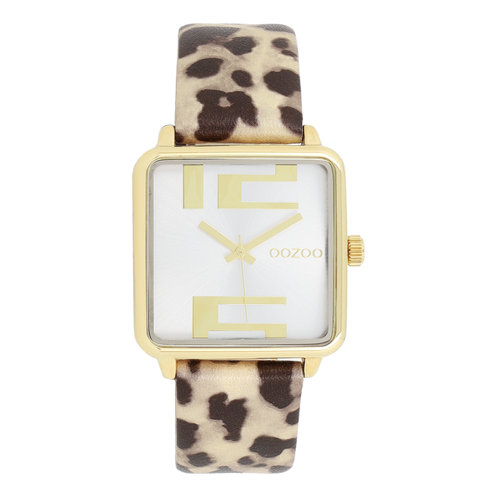 oozoo Goudkleurige OOZOO horloge met bruine leren band - C11376 oozoo Goudkleurige OOZOO horloge met bruine leren band - C11376