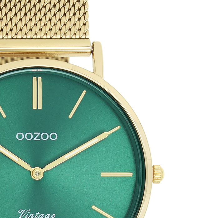 Oozoo Goudkleurige OOZOO Horloge Met Goudkleurige Metalen Mesh Armband - C20295