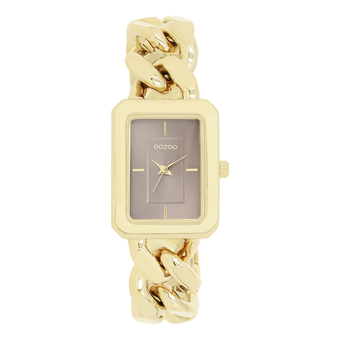 Oozoo Goudkleurige OOZOO Horloge Met Grove Schakelarmband - C11353