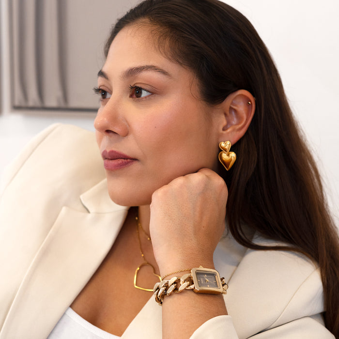 Oozoo Goudkleurige OOZOO Horloge Met Grove Schakelarmband - C11353