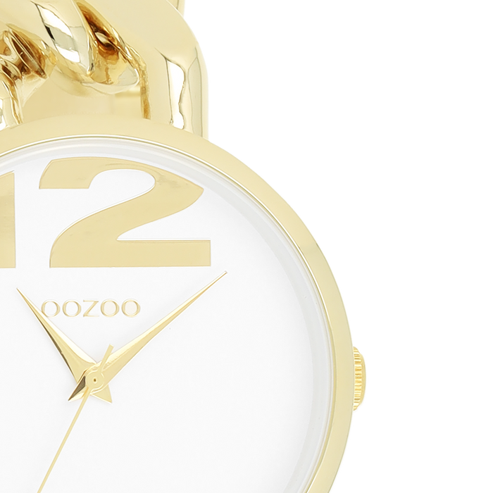 Oozoo Goudkleurige OOZOO Horloge Met Grove Schakelarmband - C11262