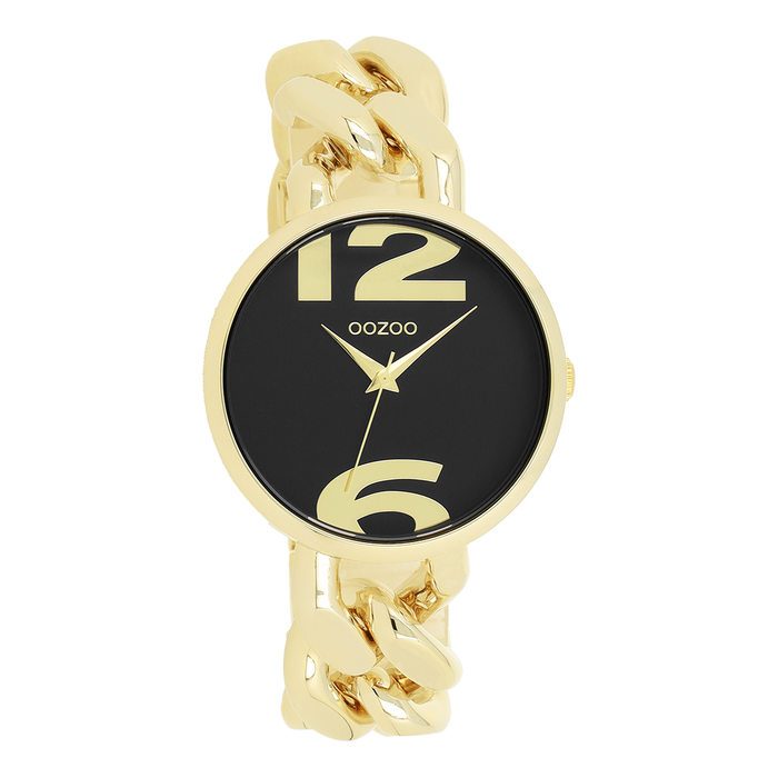 Oozoo Goudkleurige OOZOO Horloge Met Grove Schakelarmband - C11264