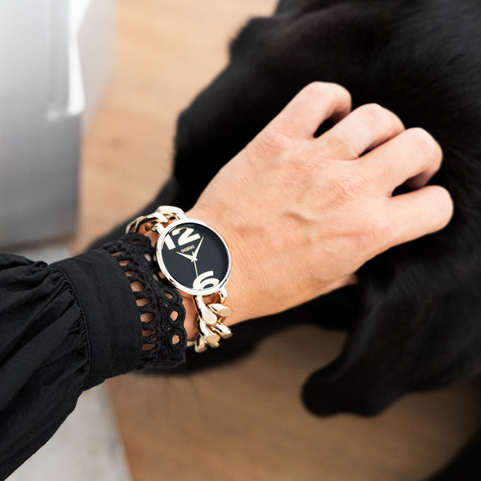 oozoo Goudkleurige OOZOO horloge met grove schakelarmband - C11264