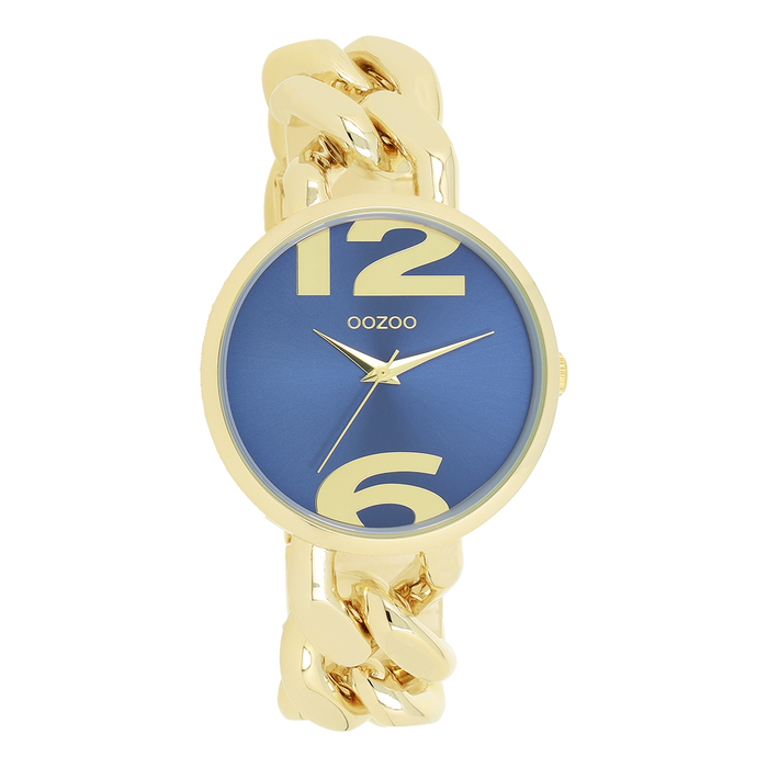 oozoo Goudkleurige OOZOO horloge met grove schakelarmband - C11351
