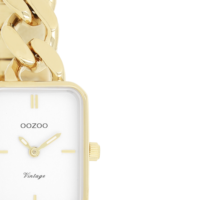 Oozoo Goudkleurige OOZOO Horloge Met Grove Schakelarmband - C20362