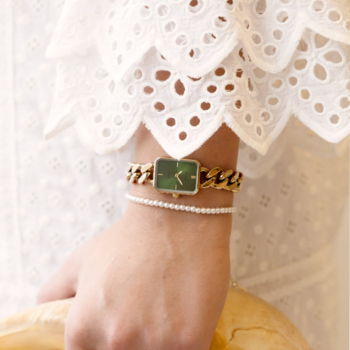 Oozoo Goudkleurige OOZOO Horloge Met Grove Schakelarmband - C20364