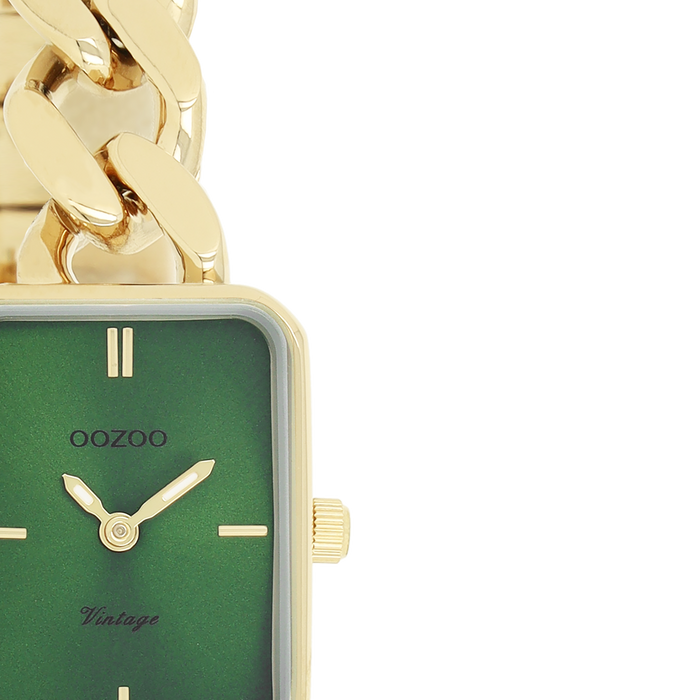 Oozoo Goudkleurige OOZOO Horloge Met Grove Schakelarmband - C20364