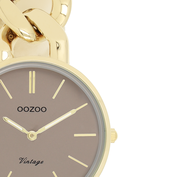 Oozoo Goudkleurige OOZOO Horloge Met Grove Schakelarmband - C20358
