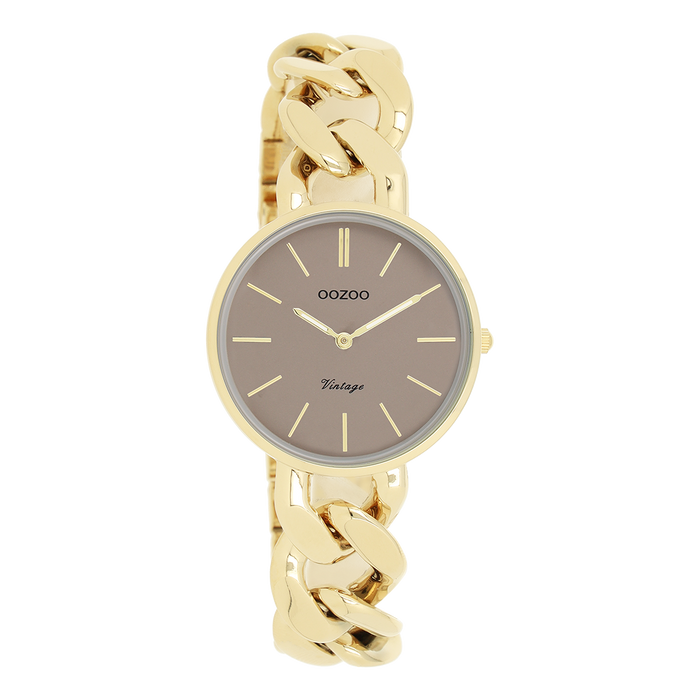 oozoo Goudkleurige OOZOO horloge met grove schakelarmband - C20358