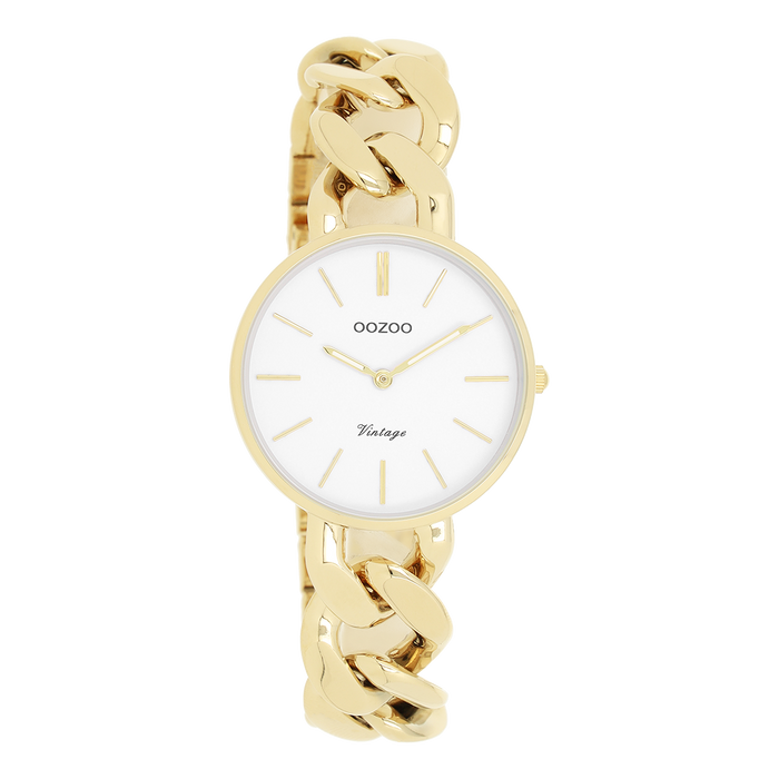 Oozoo Goudkleurige OOZOO Horloge Met Grove Schakelarmband - C20357