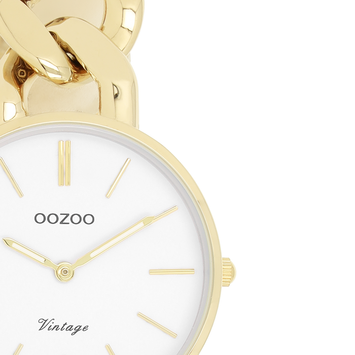 Oozoo Goudkleurige OOZOO Horloge Met Grove Schakelarmband - C20357