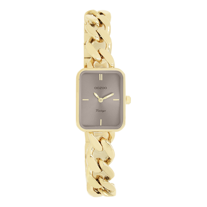 Oozoo Goudkleurige OOZOO Horloge Met Grove Schakelarmband - C20363
