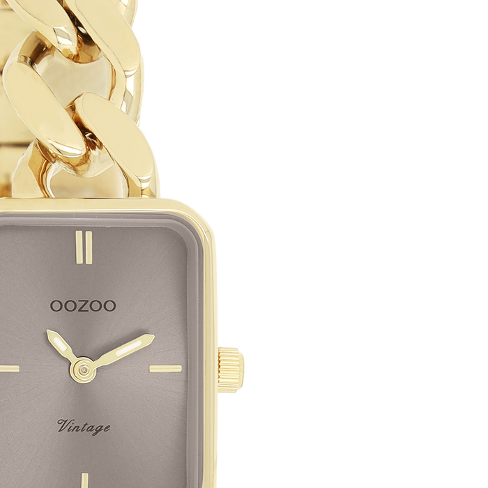 Oozoo Goudkleurige OOZOO Horloge Met Grove Schakelarmband - C20363
