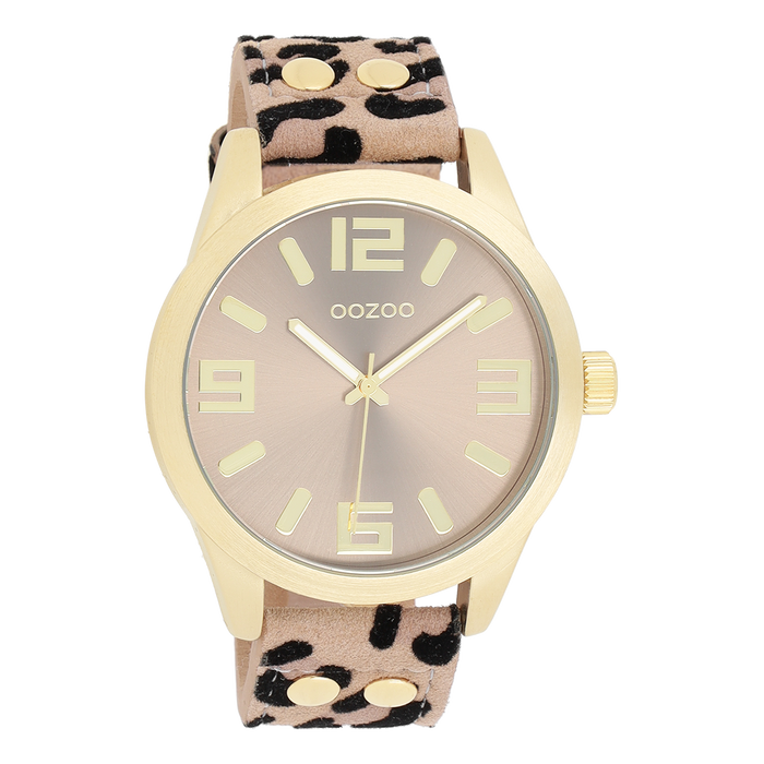 oozoo Goudkleurige OOZOO horloge met leren band - C1097