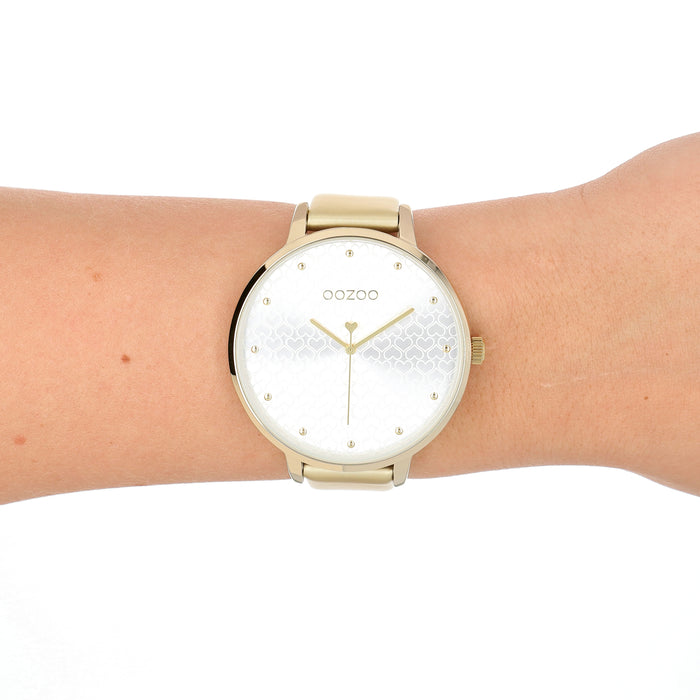 Oozoo Goudkleurige OOZOO Horloge Met Leren Band - C11035