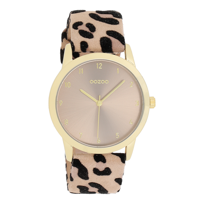 oozoo Goudkleurige OOZOO horloge met leren band - C11372