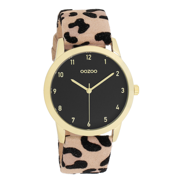 oozoo Goudkleurige OOZOO horloge met leren band - C11373