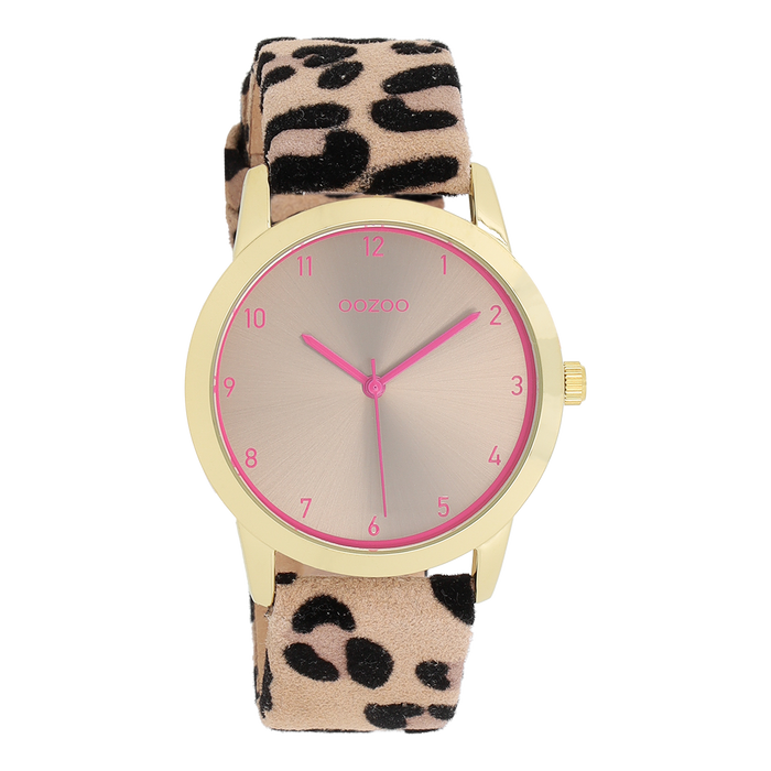 oozoo Goudkleurige OOZOO horloge met leren band - C11374