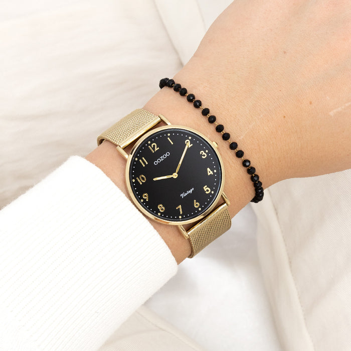 Oozoo Goudkleurige OOZOO Horloge Met Metalen Mesh Armband - C20344