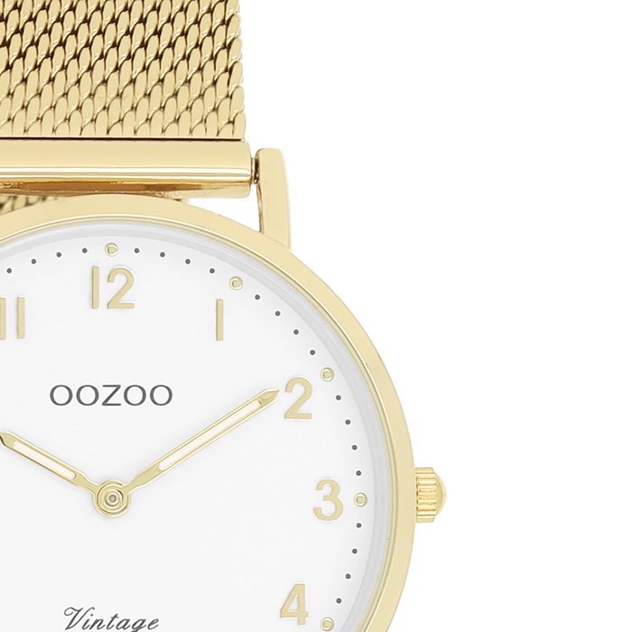 Oozoo Goudkleurige OOZOO Horloge Met Metalen Mesh Armband - C20347
