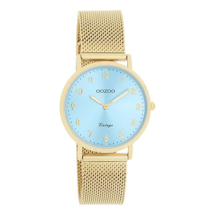 oozoo Goudkleurige OOZOO horloge met metalen mesh armband - C20348