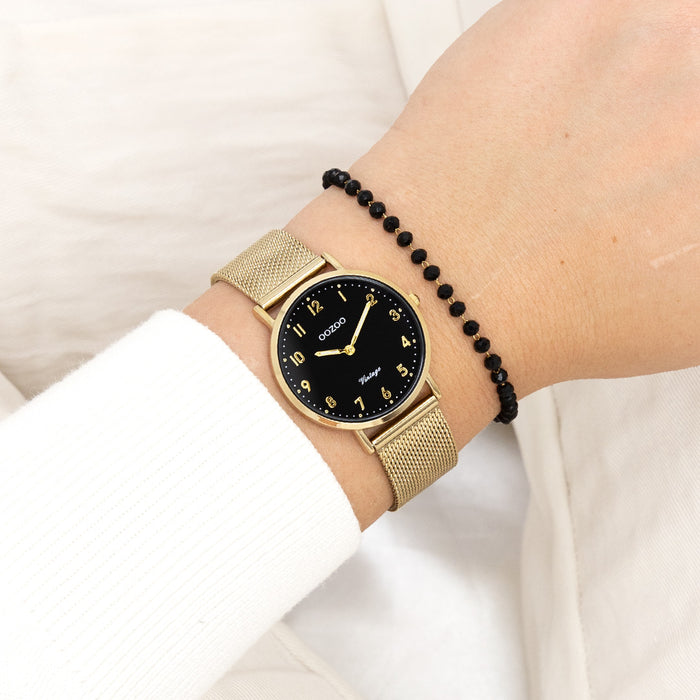 Oozoo Goudkleurige OOZOO Horloge Met Metalen Mesh Armband - C20349