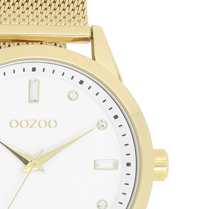Oozoo Goudkleurige OOZOO Horloge Met Metalen Mesh Armband - C11282
