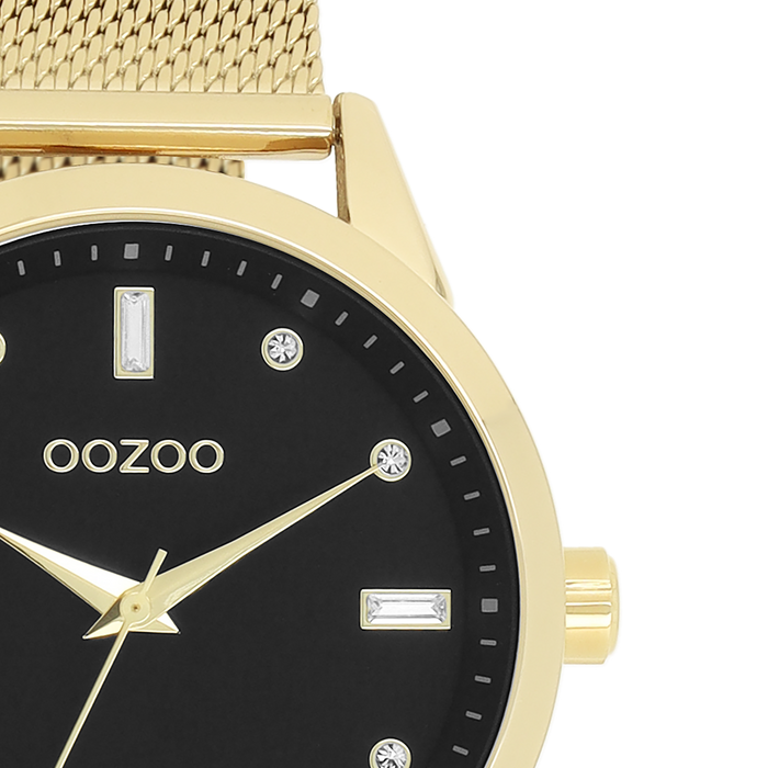 Oozoo Goudkleurige OOZOO Horloge Met Metalen Mesh Armband - C11283